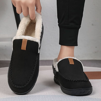 Herren-Hausschuhe aus Kunstwolle im Loafer-Schnitt mit Plüschfutter für den Winter, Ansicht 9