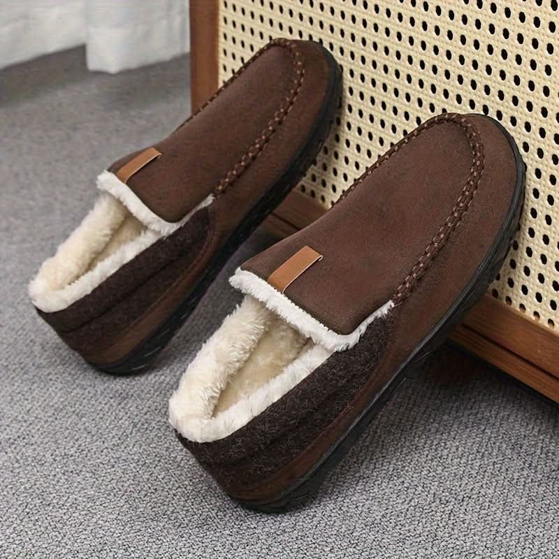 Herren-Hausschuhe aus Kunstwolle im Loafer-Schnitt mit Plüschfutter für den Winter, Ansicht 10