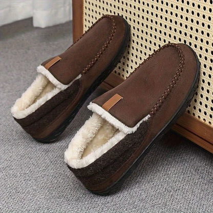 Herren-Hausschuhe aus Kunstwolle im Loafer-Schnitt mit Plüschfutter für den Winter, Ansicht 10