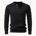 Herren-Henley-Pullover aus Rippstrick mit Rundhals und Knopfleiste in körpernaher Passform