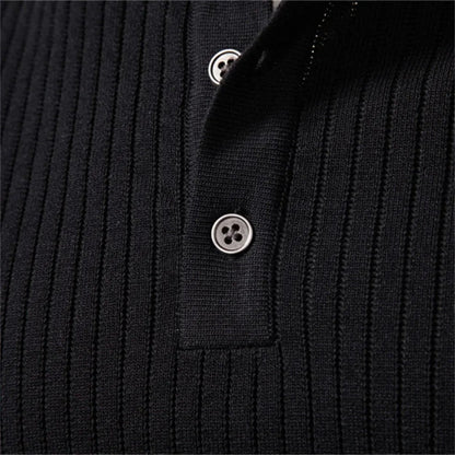 Herren-Henley-Pullover aus Rippstrick mit Rundhals und Knopfleiste in körpernaher Passform, Ansicht 7