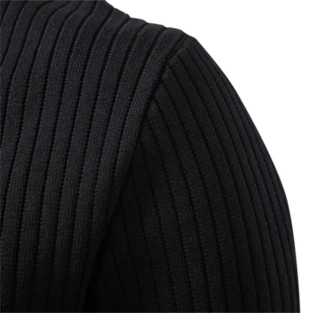 Herren-Henley-Pullover aus Rippstrick mit Rundhals und Knopfleiste in körpernaher Passform, Ansicht 9