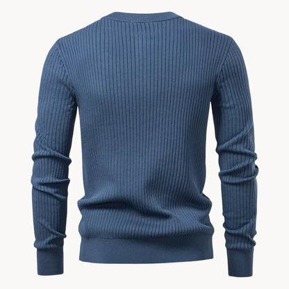 Herren-Henley-Pullover aus Rippstrick mit Rundhals und Knopfleiste in körpernaher Passform, Ansicht 11