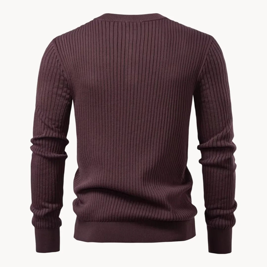 Herren-Henley-Pullover aus Rippstrick mit Rundhals und Knopfleiste in körpernaher Passform, Ansicht 12