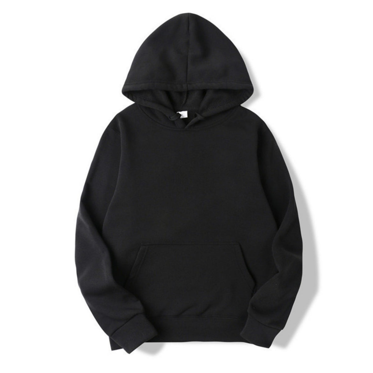 Herren-Hoodie mit Fleece-Innenseite, Kängurutasche und elastischen Bündchen in Schwarz