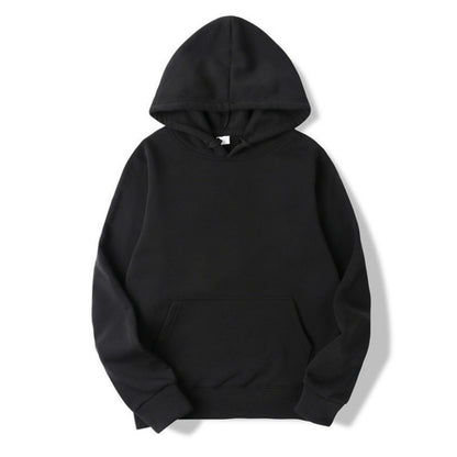 Herren-Hoodie mit Fleece-Innenseite, Kängurutasche und elastischen Bündchen in Schwarz
