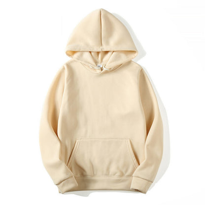 Herren-Hoodie mit Fleece-Innenseite, Kängurutasche und elastischen Bündchen in Beige