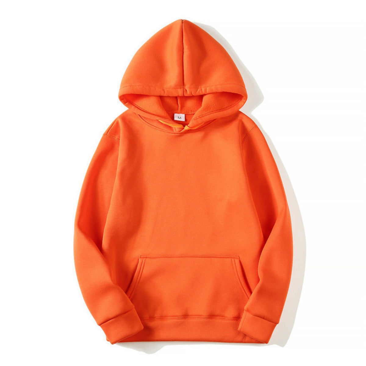Herren-Hoodie mit Fleece-Innenseite, Kängurutasche und elastischen Bündchen in Orange