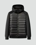 Herren-Hybridjacke mit gestepptem Vorderteil, Kapuze und Reißverschlusstaschen für den Winter