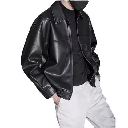 Herren-Jacke in Lederoptik mit Umlegekragen, Reißverschluss und elastischem Bund, Ansicht 5