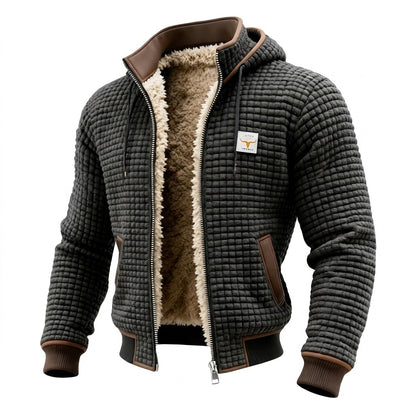 Herren-Jacke in Waffelstruktur mit Teddyfutter, Kapuze und Rippbündchen, Ansicht 6