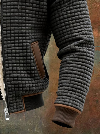 Herren-Jacke in Waffelstruktur mit Teddyfutter, Kapuze und Rippbündchen, Ansicht 7