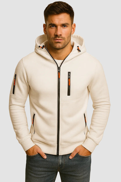 Herren-Kapuzenjacke mit Reißverschlusstaschen und verstellbarer Kapuze, Ansicht 7
