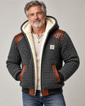 Herren-Kapuzenjacke mit Teddyfutter, Waffelstruktur und gesteppten Schulterbesätzen