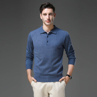 Herren-Kaschmirpullover mit Polokragen und Knopfleiste für Büro und Freizeit, Ansicht 9