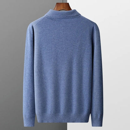 Herren-Kaschmirpullover mit Polokragen und Knopfleiste für Büro und Freizeit, Ansicht 11