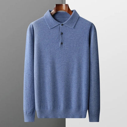 Herren-Kaschmirpullover mit Polokragen und Knopfleiste für Büro und Freizeit, Ansicht 12