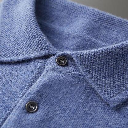 Herren-Kaschmirpullover mit Polokragen und Knopfleiste für Büro und Freizeit, Ansicht 13
