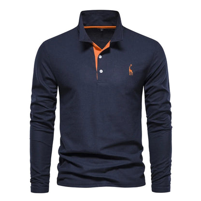 Herren-Langarm-Poloshirt mit Knopfleiste und farblich abgesetzter Blende, Ansicht 8