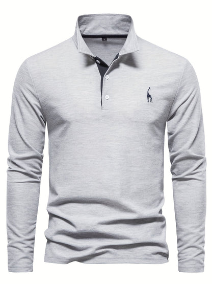 Herren-Langarm-Poloshirt mit Polokragen und Knopfleiste in Kontrastfarbe, Ansicht 9