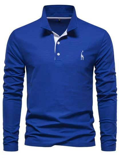 Herren-Langarm-Poloshirt mit Polokragen und Knopfleiste in Kontrastfarbe, Ansicht 11