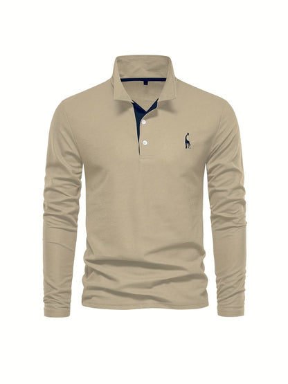 Herren-Langarm-Poloshirt mit Polokragen und Knopfleiste in Kontrastfarbe, Ansicht 14