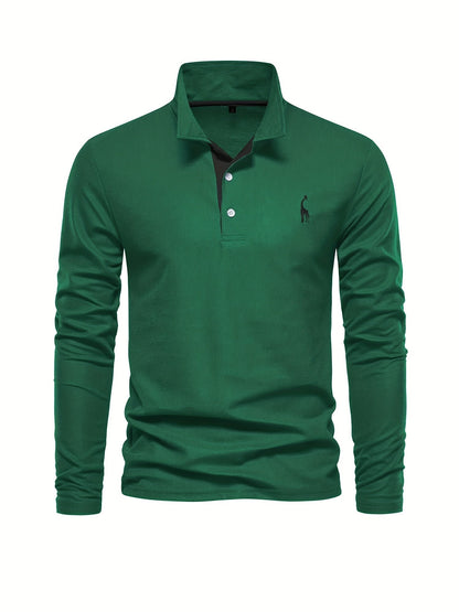 Herren-Langarm-Poloshirt mit Polokragen und Knopfleiste in Kontrastfarbe, Ansicht 15