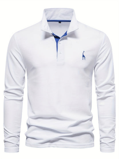 Herren-Langarm-Poloshirt mit Polokragen und Knopfleiste in Kontrastfarbe, Ansicht 16