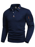 Herren-Langarmpoloshirt mit Waffelstruktur, Knopfleiste und Ärmeltasche mit Reißverschluss