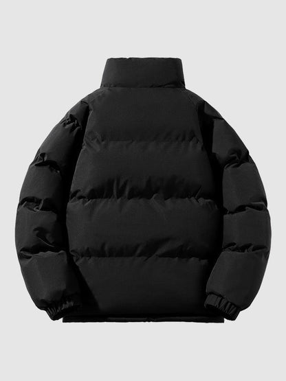 Herren-Pufferjacke mit Fleecefutter, Stehkragen und Reißverschluss für Herbst und Winter, Ansicht 7