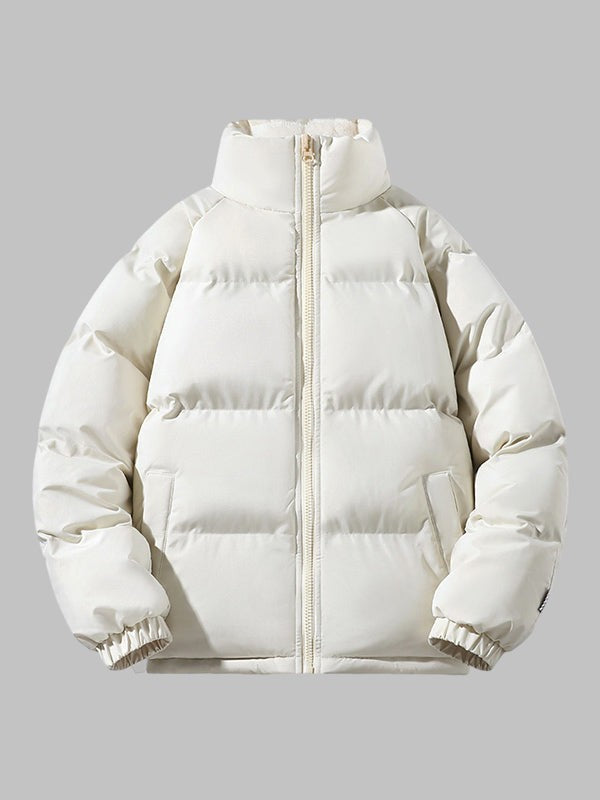 Herren-Pufferjacke mit Fleecefutter, Stehkragen und Reißverschluss für Herbst und Winter, Ansicht 9