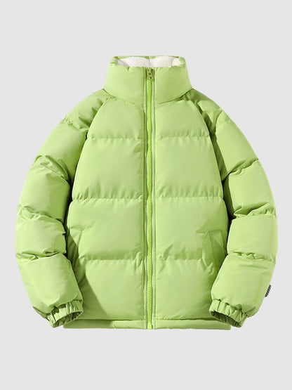 Herren-Pufferjacke mit Fleecefutter, Stehkragen und Reißverschluss für Herbst und Winter, Ansicht 12