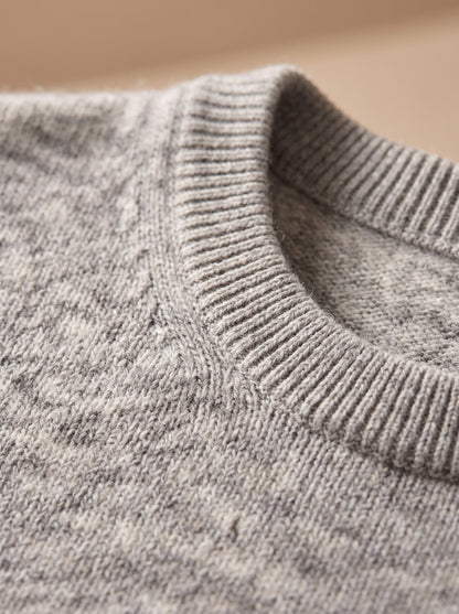 Herren-Pullover aus Kaschmirmischung in Grau meliert, Detailansicht