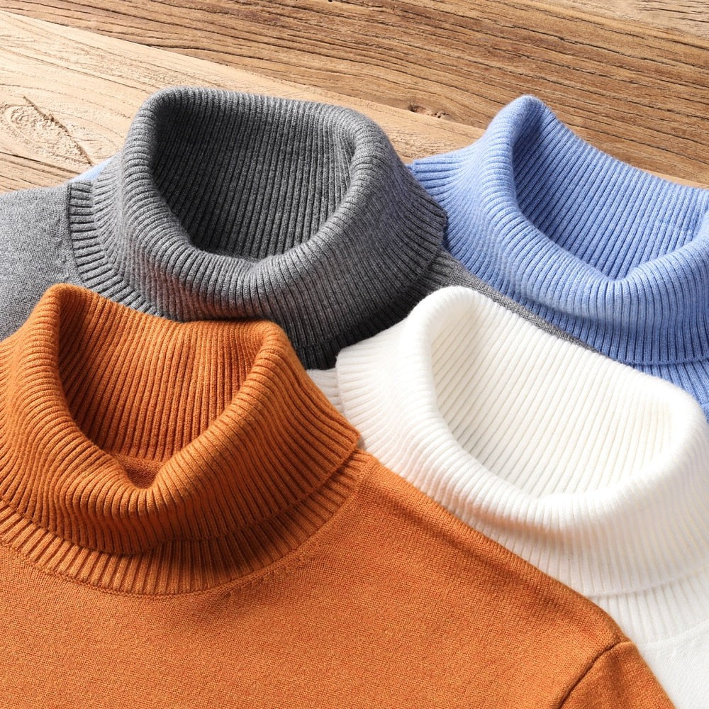 Herren-Rollkragenpullover aus Feinstrick mit Rippbündchen für Herbst und Winter, Ansicht 12