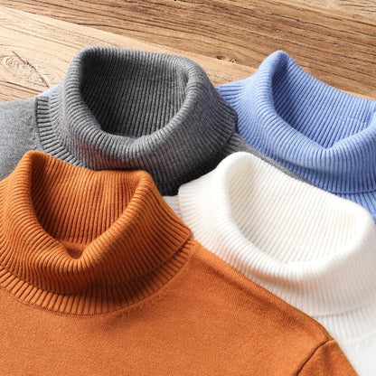 Herren-Rollkragenpullover aus Feinstrick mit Rippbündchen für Herbst und Winter, Ansicht 12