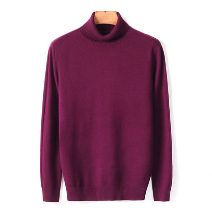 Herren-Rollkragenpullover aus Feinstrick mit Rippbündchen für Herbst und Winter in Bordeaux