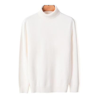 Herren-Rollkragenpullover aus Feinstrick mit Rippbündchen für Herbst und Winter in Weiß