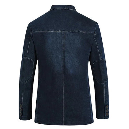 Herren-Sakko in Jeansoptik mit Reverskragen, aufgesetzten Taschen und Ellbogenpatches, Ansicht 3
