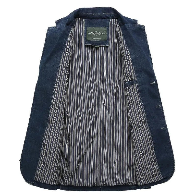 Herren-Sakko in Jeansoptik mit Reverskragen, aufgesetzten Taschen und Ellbogenpatches, Ansicht 4