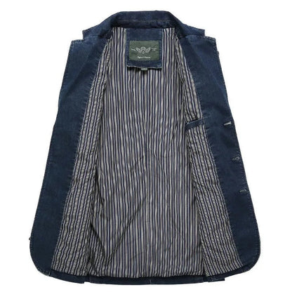 Herren-Sakko in Jeansoptik mit Reverskragen, aufgesetzten Taschen und Ellbogenpatches, Ansicht 4