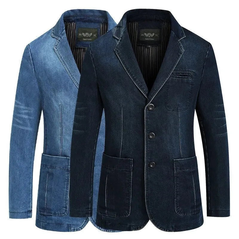 Herren-Sakko in Jeansoptik mit Reverskragen, aufgesetzten Taschen und Ellbogenpatches, Ansicht 5