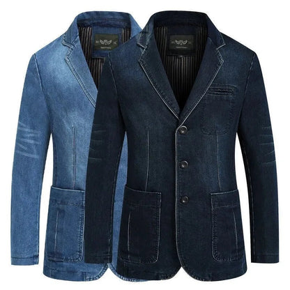 Herren-Sakko in Jeansoptik mit Reverskragen, aufgesetzten Taschen und Ellbogenpatches, Ansicht 5