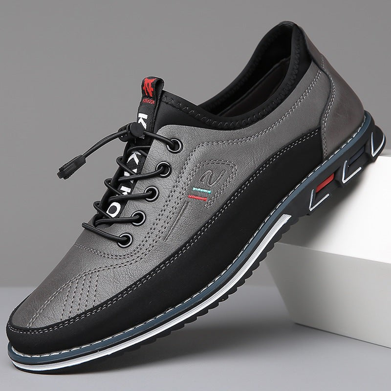 Herren-Schnürschuhe mit elastischer Schnellschnürung, Dämpfung und Profilsohle für Alltag und Büro in Anthrazitgrau