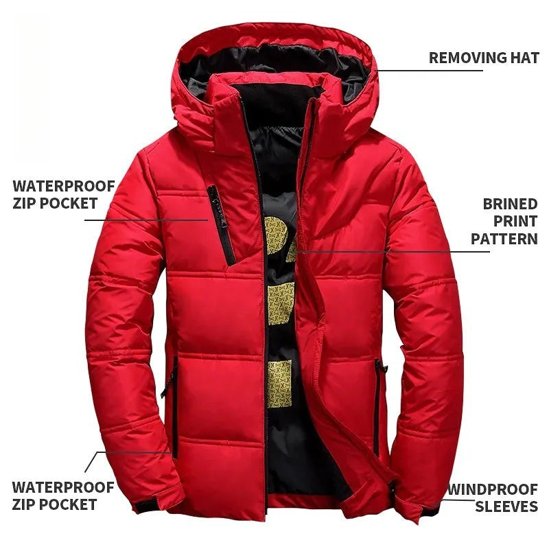 Herren-Steppjacke mit Kapuze und Brusttasche mit Reißverschluss für den Winter, Ansicht 14