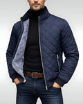 Herren-Steppjacke mit Rautensteppung, Plüschfutter und Stehkragen für Herbst und Winter