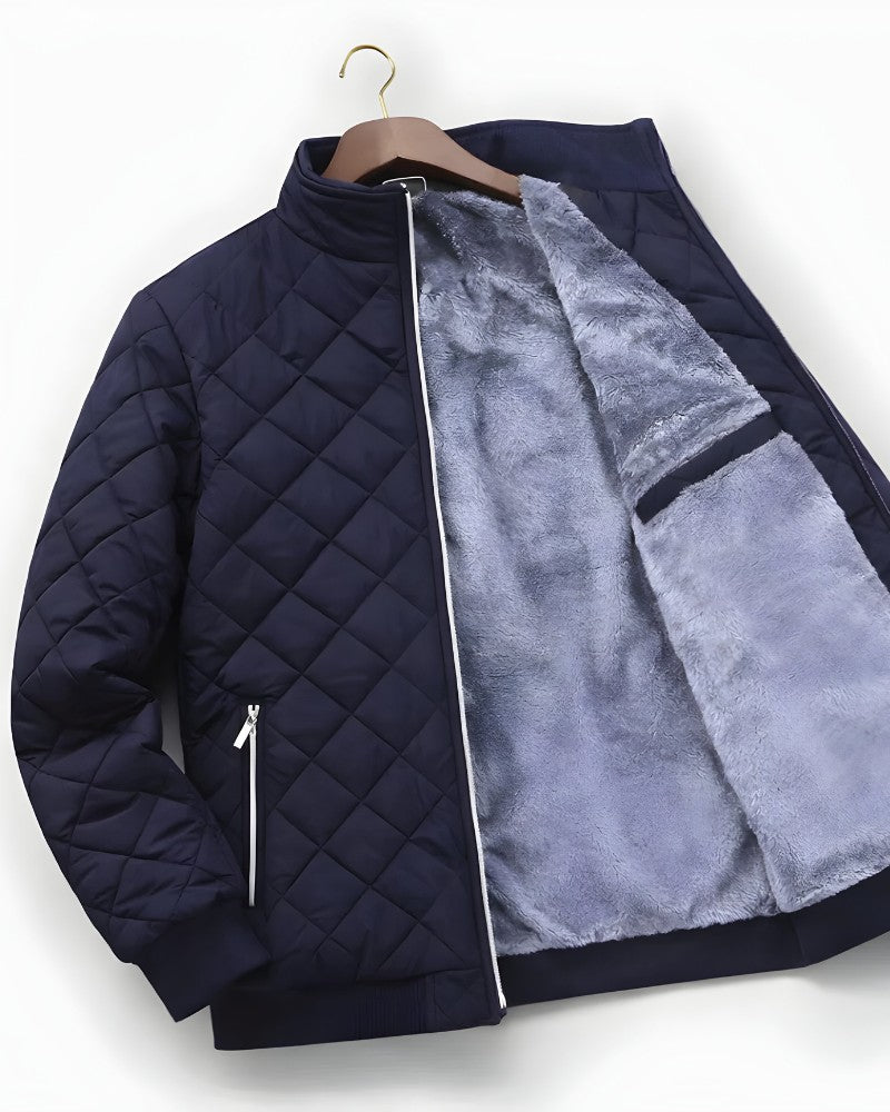Herren-Steppjacke mit Rautensteppung, Plüschfutter und Stehkragen für Herbst und Winter, Ansicht 4