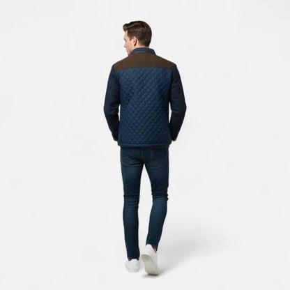 Herren-Steppjacke mit Stehkragen, Kunstlederbesatz und Druckknopfleiste für die Übergangszeit, Ansicht 7