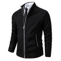 Herren-Strickjacke aus Merinowolle mit Stehkragen und durchgehendem Reißverschluss