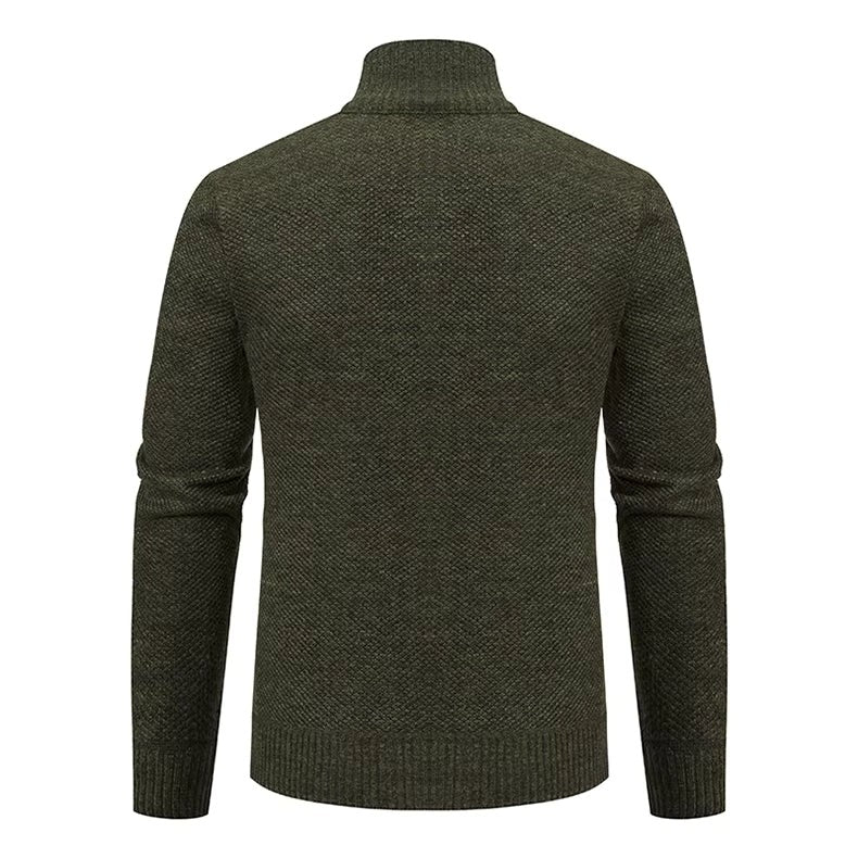 Herren-Strickjacke aus Merinowolle mit Stehkragen und durchgehendem Reißverschluss, Ansicht 17