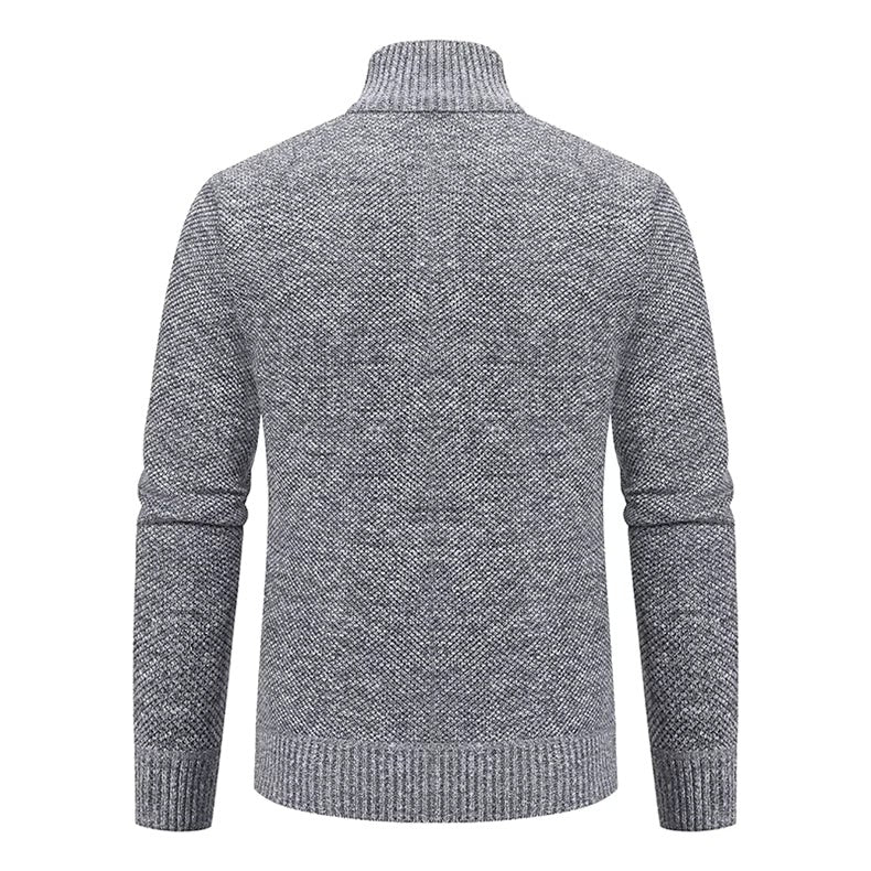 Herren-Strickjacke aus Merinowolle mit Stehkragen und durchgehendem Reißverschluss, Ansicht 18